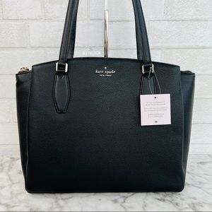 Kate Spade Monet Large Triple Compartment Tote Shoulder Bag In Black